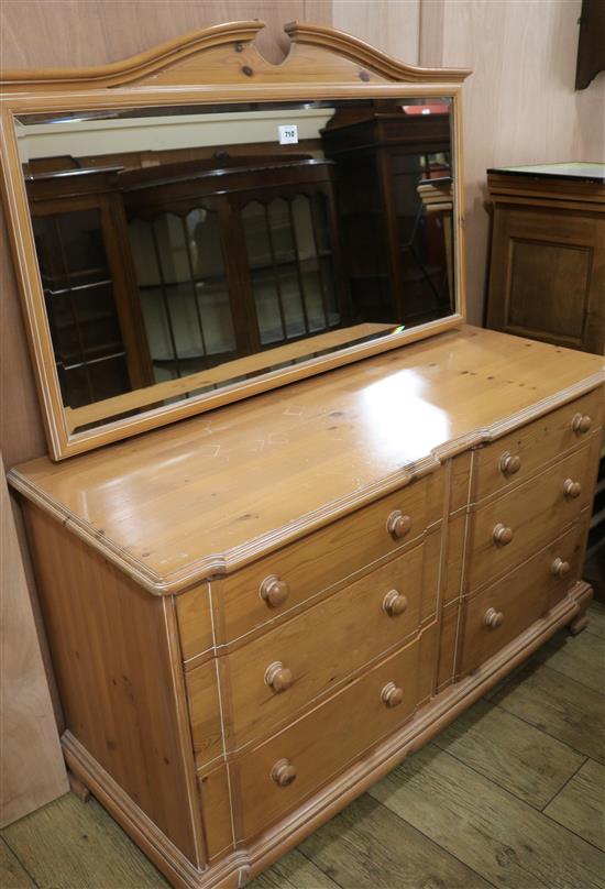 A pine chest with mirror, W.122cm
